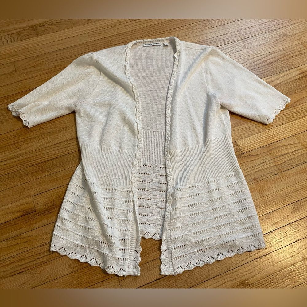 Notations Women M White Open Front Sweater